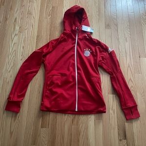 Adidas Bayern Munich Zip Up Hoodie Red New With Tags Size Large $75